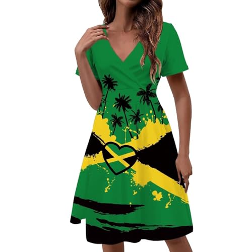 Image of Women's Summer Formal Dresses Short Sleeve Wrap V Neck Dresses Bridesmaid Wedding Guest Dress with Pockets