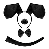 4Pcs Puppy Dog Costume Set Dog Ears Headband Nose Tail Bow Tie Animal Costume Accessories for Halloween Cosplay Party Accessories