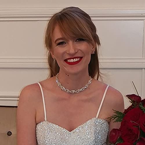 3 Pack Bridal Rhinestone Crystal Statement Choker Necklace Link Bracelet And Teardrop Dangle Earrings Jewelry Set Fit With Wedding Dress Party #TOP6