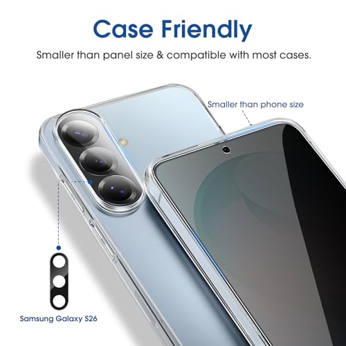 Image of amFilm OneTouch for Samsung Galaxy S26 6.3'' Privacy Screen Protector | Auto-Alignment, 30s Install, Bubble Free,Scratch & Drop Protection, Privacy Protection, Lens Protector, 2+2 Pack (S26-6.3'')