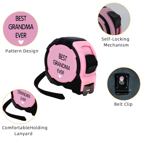 Cinta métrica retractil rosa 25 ft para regalo a abuelas miniatura 4