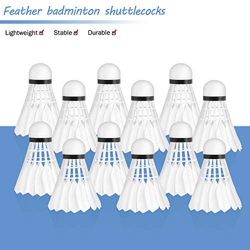 Badminton Birdie, 12 Pack Duck Feather Badminton Shuttlecocks With Great Stability & Durability, High Speed Sports Training Badminton Balls For Indoor Outdoor Game (Milky White) #TOP1