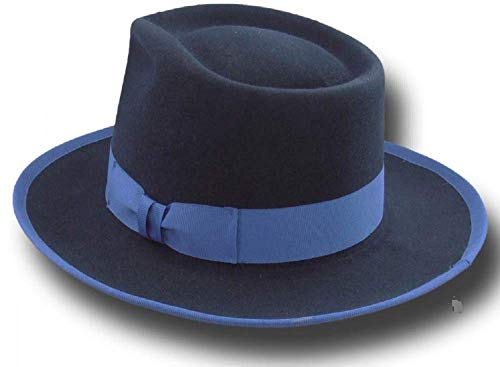 Chapeau Fedora Johnny D Bleu Melegari Replica de Haute Qualité