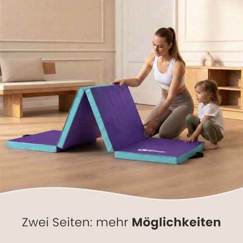 Faltmechanismus der klappbaren Eyepower Matte in drei Teilen gezeigt von oben. - Detailansicht von Eyepower 180x60...