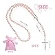 Giugio Rosenkranz Natursteinen, Rosenkranz Kette, Katholischer Rosenkranz, Rosenkranz zur Kommunion mit Retro-Kreuz, Rosenkranz für Taufe Kommunion Hochzeit Kommunion Party Gefälligkeiten (Rosa)