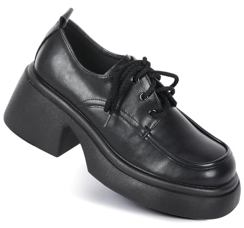 Image of Platform Loafers for Women,Womens Loafers Slip-ons Penny Loafers for Women Dressy Business Casual Shoes Black 7.5