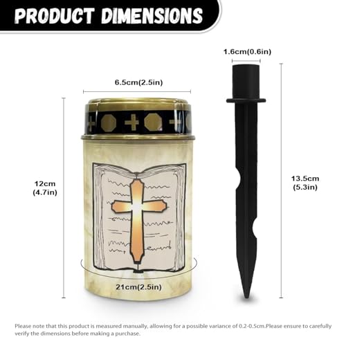 Image of Cross and Bible Light for Prayer Cemetery Solar Lights for Grave Cemetery Decor Flameless Candle Lamp Solar Power Outdoor Garden Waterproof Eternal Light 2 Pcs