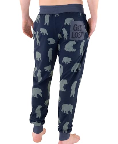 Lazy One Men's Jogger Sweatpants, Sweats for Men Get Lost, Bear (XS)