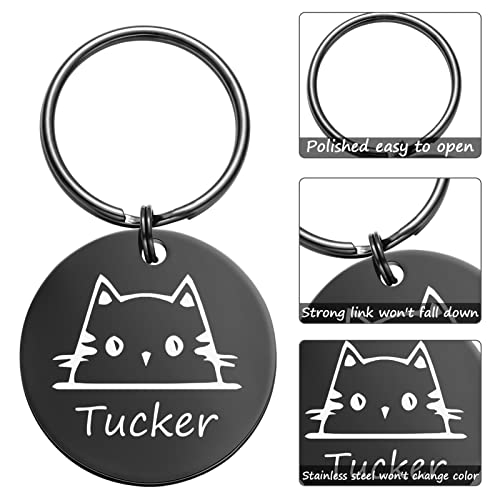 Natiform Personalized Pet Id Tags, Customized Cat Tags, Optional Engraved On Both Sides, Various Design Options, Cat Themed Gifts, Cat Lover Gift( Medium Black) #TOP1