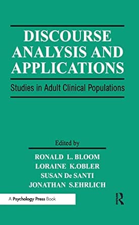 Discourse Analysis and Applications: Studies in Adult Clinical Populations book cover