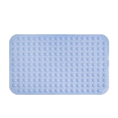 Surwin Alfombra Ducha Antideslizante, Alfombra Bañera Secado Rápido con ventosas, Baño con Orificio de Drenaje Alfombra de Ducha TPE Alfombrillas para Masaje (Azul Claro,40x80cm)
