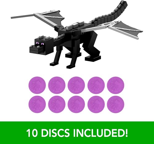 Mattel Minecraft Dragon’s Breath Ender Dragon Action Figure with 10 Discs, Giant Toy with 21.6-inch Length, 20-inch Wingspan with Moving Wings & Launcher - image 4