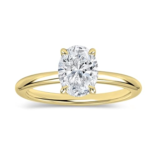 Oval Lab Grown White Diamond Classic Solitaire Engagement Ring fo...