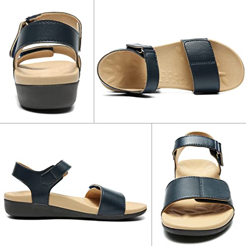 Kuailu Sandals For Women SelenePair Women's Flat Arch Support Slide Sandals Open Orthopedic Shoes For Women