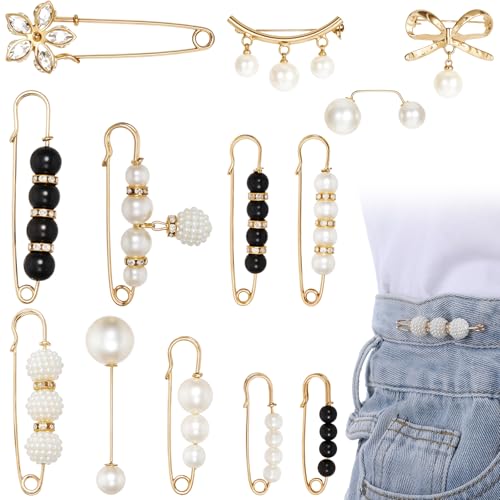 Tyqour 13 Pcs Pearl Brooch Pins Retro Brooches and Pin for Women ...