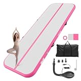 VEVOR Tapis de Gymnastique Gonflable 3x1 m avec Gonfleur pour Gym Rose...