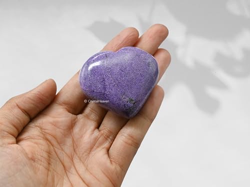 Image of Crystal Heaven Certified Stichtite Heart Palm Pebbles Stones For Anxiety Stress Relief Massage - Aaa Grade Original Healing Gemstone Agate Heart Palm Stone For Yoga Meditation Spiritual