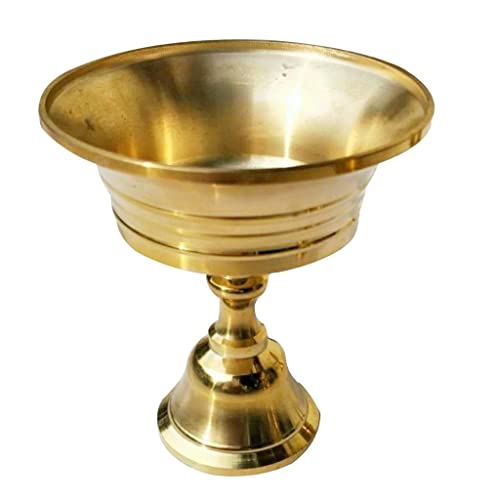 Jili Online Copper Crafts Tibetan Tealight Candle Holder Ghee Butter Lamp Candle Set (Copper Holder) Desk Decor Handicrafts - Dia 76mm