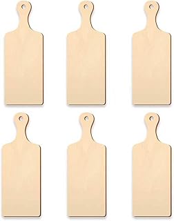 6 Pcs Mini Wood Cutting Board Wooden Chopping Board Paddle Unfinished Wood Kitchen Board Cooking Serving Charcuterie Board for DIY Kitchen Decor Crafts (9.4 x 3.5 Inch)
