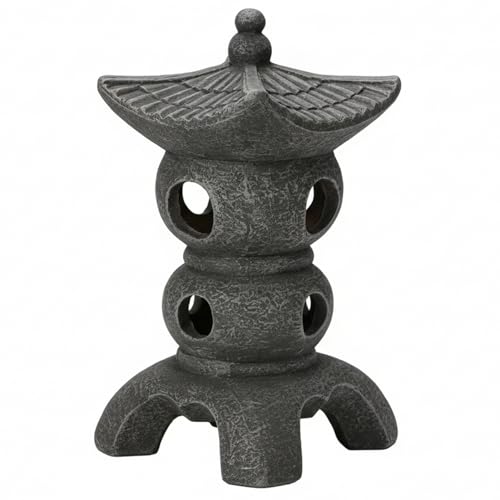 Statue de jardin pagode durable en résine grise contre la décoloration extérieure - 2
