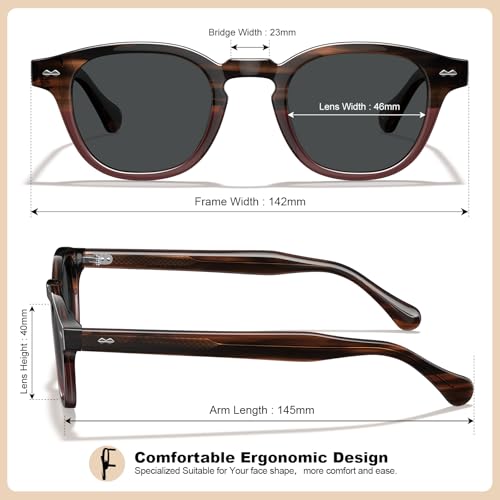 CARFIA Retro Cool Acetate Sunglasses for Men Polarized UV Protection, Keyhole Square Sunnies Driving Shades Trendy Eyewears4