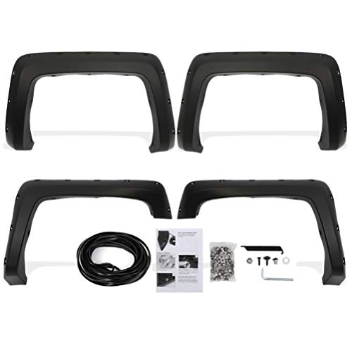 SCITOO Replacement Parts Body Trim PP Plastic Fender Flares Black Rugged Shiny/Smooth For Chevrolet Silverado 2500 2014-2018 For Chevrolet Silverado 3500 2014-2018