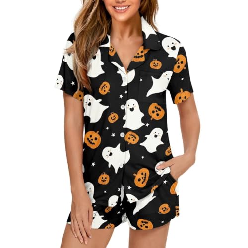 Image of Women's Short Sleeve Sleepwear Pajamas Nightwear with Pockets | skin-friendly breathable material resists pilling fading and deformation after repeated washing