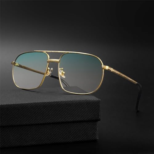 Lunettes de soleil de conduite polygone rétro métal bleu UV400 mixte