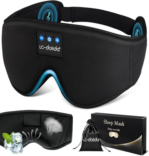 Image of LC-dolida Sleep Mask with Bluetooth Headphones, Sleep Headphones Bluetooth Sleep Mask Eye Mask Pressure Relief Night Sleeping Headphones for Side Sleepers Best Gift and Travel Essential