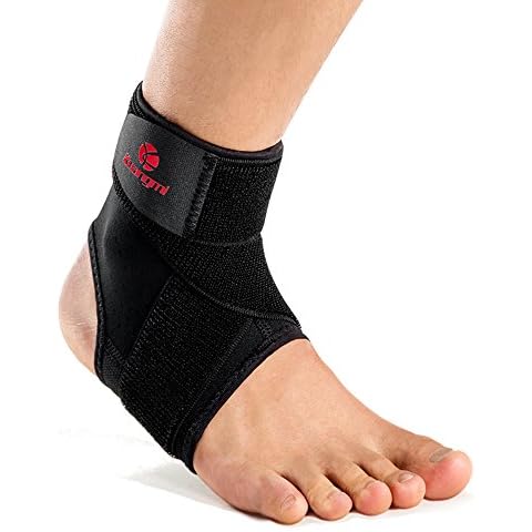 Kuangmi Ankle Sleeve Bandage with Elastic Straps Provides Adjustable Support for Man Women Child for Sport Football Basketball Volleyball Running Dancing (Large) Cover