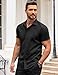Imagen de COOFANDY Camisa Hombre Manga Corta Corte Regular Short Sleeve Shirts Casual Business Camisa Verano con Botones Camisas de Vestir Negro L