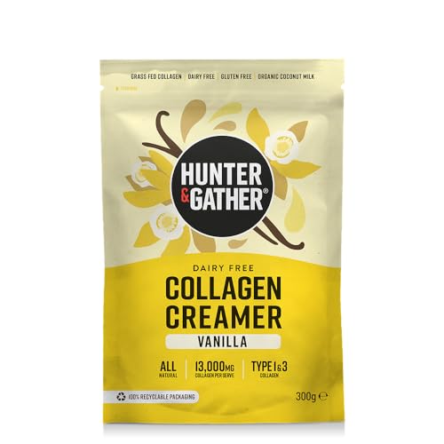 Hunter & Gather Colágeno Vainilla 300g | Sustituto de Crema para Café | de Ganado de Pastoreo | Sin lácteos | Para cabello, piel, uñas y músculos