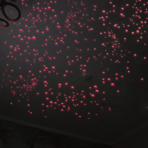 Meschett Glow in The Dark Stars Decals Decor 633 Pcs Luminous Dot Stars, 3D Starry Stars Glow in The Dark Stickers for Ceiling or Wall and Kids Bedroom Decor, Pink