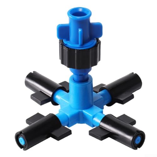 Yuanpgky Spruzzatore a 4 vie per irrigazione a goccia con ugello atomizzatore a croce per giardino prato e serra con efficiente distribuzione dell'acqua e effetto di raffreddamento