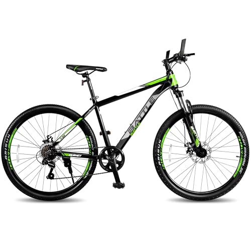 Image of Vaux Battle 518 Gear Cycle for Men 26T with 17 inch Alloy Frame, MTB Cycle with 7 Speed Gears & Front Lockout Suspension, Suitable for Age Group 12+ Years (Green)