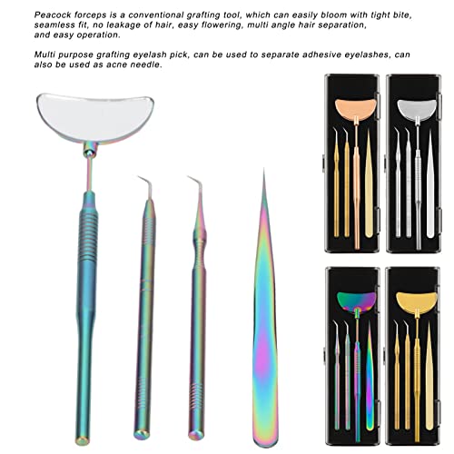 Conjunto de Pinças para Extensão de Cílios Com 4 Unidades, Conjunto de Espelho, Aço Inoxidável Unive