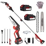 Potatore a palo TEENO, motosega elettrica, motosega elettriche 2 in 1, asta telescopica, 6 pollici, batteria 2 * 4000 mAH