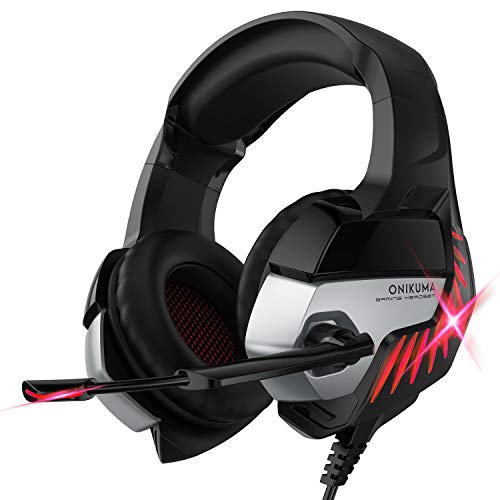JXILY Fachmann Gaming Headset,3.5mm Jack, Kabelgebundenes Gaming Kopfhörer mit Mikrofon,LED-Licht Kopfhörer für Laptop,Xbox one,PC, Smartphone,Rot Cover