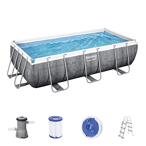 Bestway Power Steel Bac à Cadre en Acier et rotin Gris