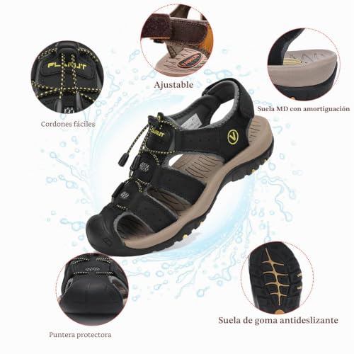 Miniatura 3 de Flarut Sandalias Deportivas Hombres Verano Exterior Senderismo Zapatos Trekking Casual Zapatos De Montaña Cuero Sandalias De Playa