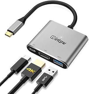 USB C to HDMI Adapter 4K@30Hz for MacBook Pro, HDMI Adapter Hub Dock with USB 3.0 Port, Type-C PD Charging Port Compatible for MacBook Air 2018/iPad/Chromebook Pixel/Dell XPS13 - Space Grey