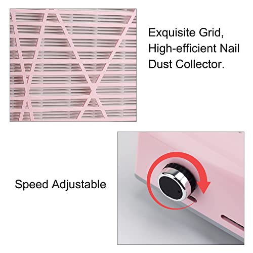 Cofashion MR0063-2-PINK Nail Dust Collector For Acrylic Nails Vacuum Machine 80W Adjustable Nail Vacuum Dust Collector Electric Nails Filter thumb #1