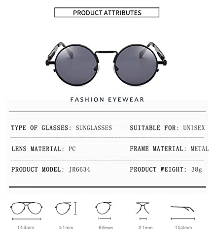 AMFG Round Frame Sunglasses with Metal Spring Temples for Men and Women Retro Sunglasses (Color : D, Size : Medium)3