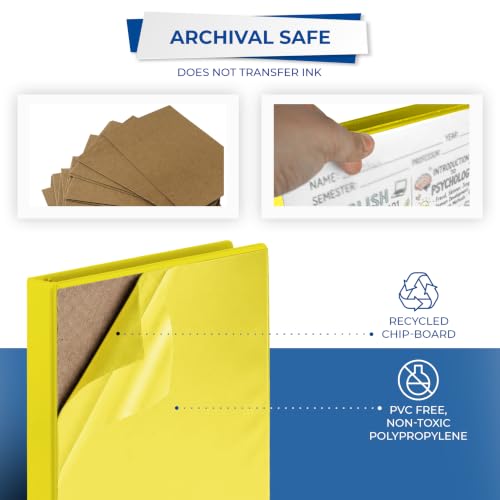 Image of Samsill Durable 1 inch 3 Ring Binder, D Ring Binder, 100% Recycled Chipboard, Yellow, 12 Pack