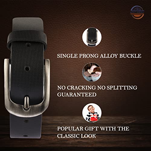Image of Genuine Leather Belt for Kids, Black /Brown Colour Adjustable Belt with Metal Buckle, Belt for Formal, Casual & Jeans Wear, Waist 20-24-28-30 Inch 3|5|7|9|11 Yrs