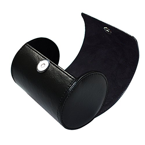Fosinz Krawatten Box PU Leder Zylinder Form Krawattenetui für Männer-3.1\x4.3\ schwarz