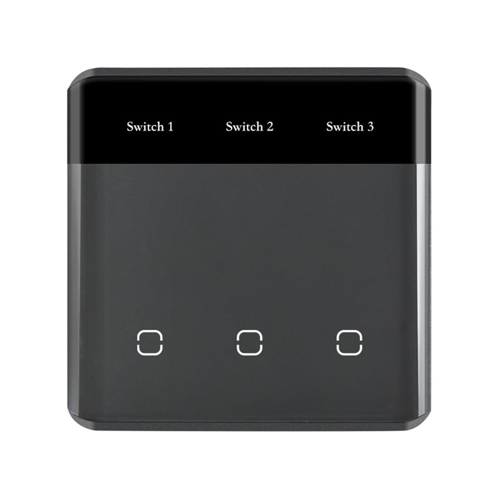 Interruptor Táctil Inteligente Inalámbrico Tuya ZigBee 3.0 con Pantalla de Diodo Emisor de Luz y Enchufe Europeo, Color Negro y Gris.