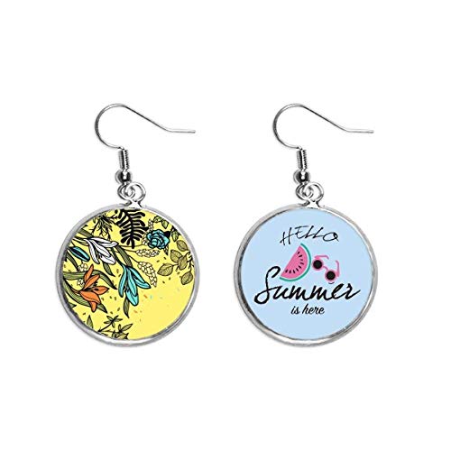 Pendientes de sandía y plantas dibujados estilo arte moderno de verano