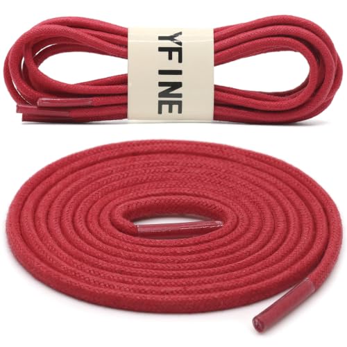 Image of YFINE Waxed Round Shoe Laces: 2 Pairs Oxford Shoelaces for Dress Shoes Boot | 4mm Thick, 20 Colors, 24 inch-71 inch, for Business Footwear, Chukka Boots, Men & Women