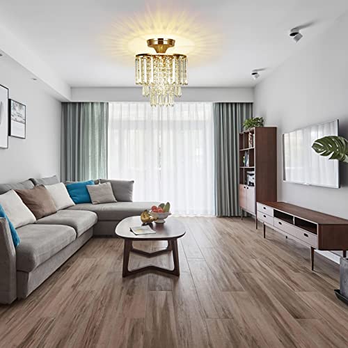 Frideko Home Crystal Chandeliers - Modern Semi Flush Mount Ceiling Light Gold Small Chandelier Ceiling Light Fixture Chandeliers For Dining Room Living Room Bathroom Bedroom Hallway #TOP6
